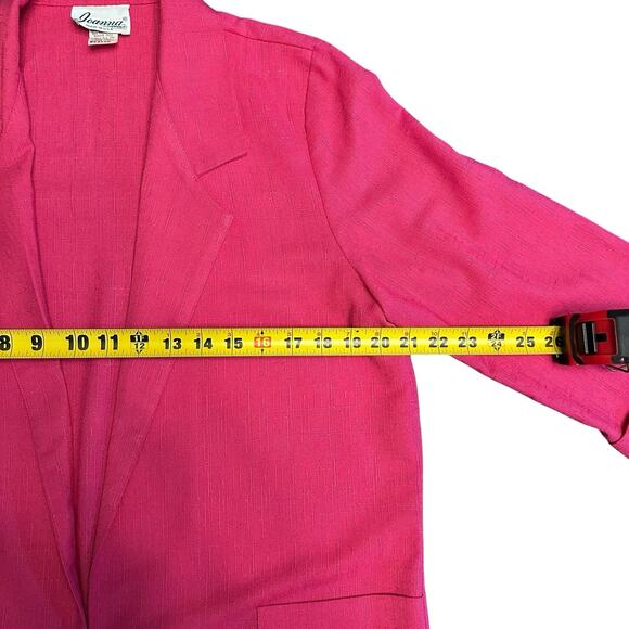 Vtg Joanna Power Blazer Jacket, Sz M Hot Pink Unlined 3/4 Sleeve, Buttonless - Picture 4 of 10